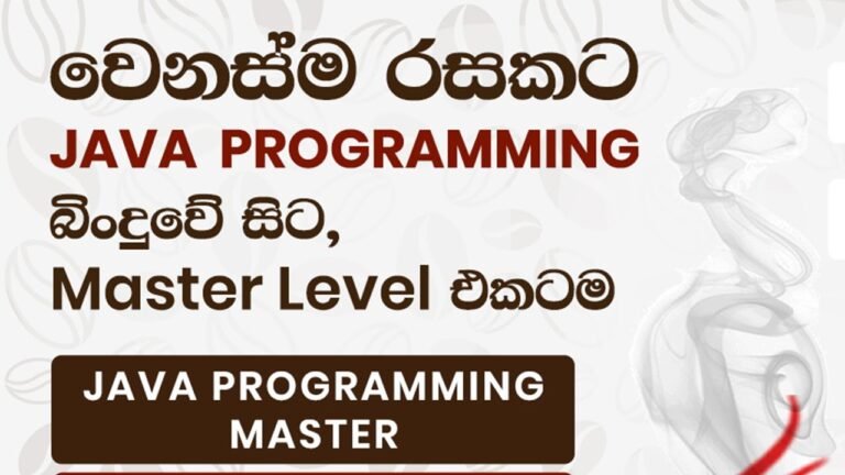 ලංකාවේ සුපිරිම Java Developing Master Course එක